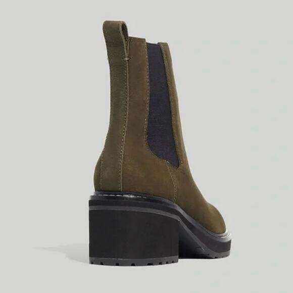 Madewell The Carina Platform Chelsea Leather Boot Cargo Green Women's 8.5 $228 - Picture 3 of 10
